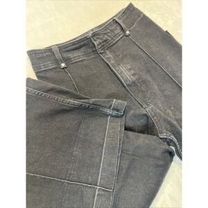 Zara Women's Jeans Size 4 Straight Wide‎ Leg High Rise Button Fly Black Denim